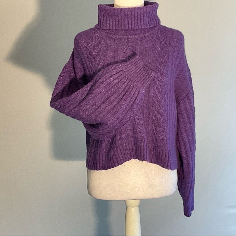 H&M Divided Purple Cable Knit Turtleneck Sweater M - Picture 7 of 16